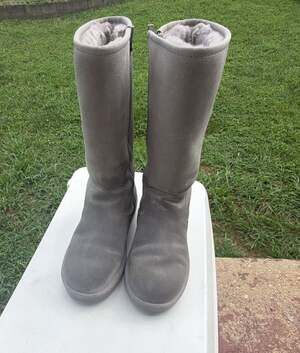 UGG Women's Kenly Gray Suede Side Zip Tall Boots